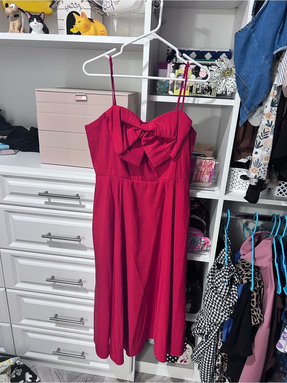 Strapless Bow-Front Red Sundress